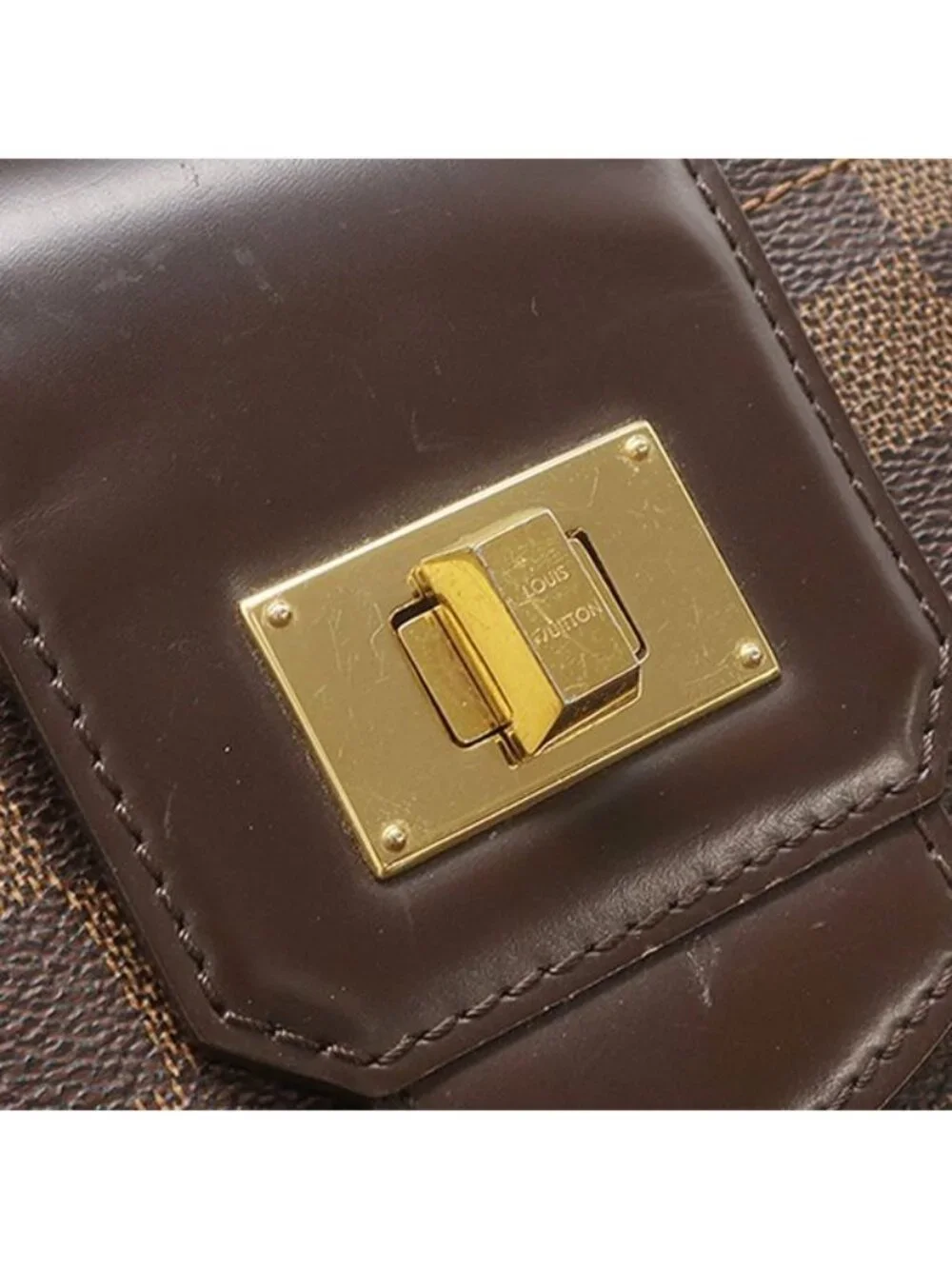 Louis Vuitton Bag Cabas Rosebery Damier Canvas Ebene Gold Shoulder Twist Lock